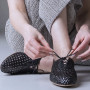 SAERA Black Laser-cut Lace-up Flats. Fast & easy Korean fashion buying service with pinkbox