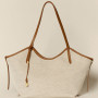 AMG Canvas Tote Bag with leather trim. Order trending K-fashion fast via pinkbox Buying service