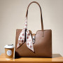 PINKBAG Elegant Brown Tote Bag with Scarf. Smart Korean shopping made simple with pinkbox.