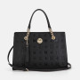Metrocity Black Monogram Leather Tote Bag. Discover K-brands & buy via pinkbox Buying Service.