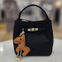 Modern Black Tote Bag with Horse Charm. Order authentic Korean accessories via pinkbox