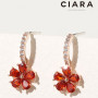 CIARA Red Flower Crystal Earrings. Simple & smart Korean shopping experience with pinkbox