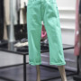 Bright Mint Green Cropped Denim Pants. Discover Korean fashion easily via pinkbox