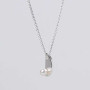 Unique abstract sculpted silver pendant with twin pearls. Convenient proxy purchasing by Pinkbox