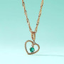 Green gemstone open heart necklace. Shop trendy Korean jewelry with Pinkbox buying & combine solutions