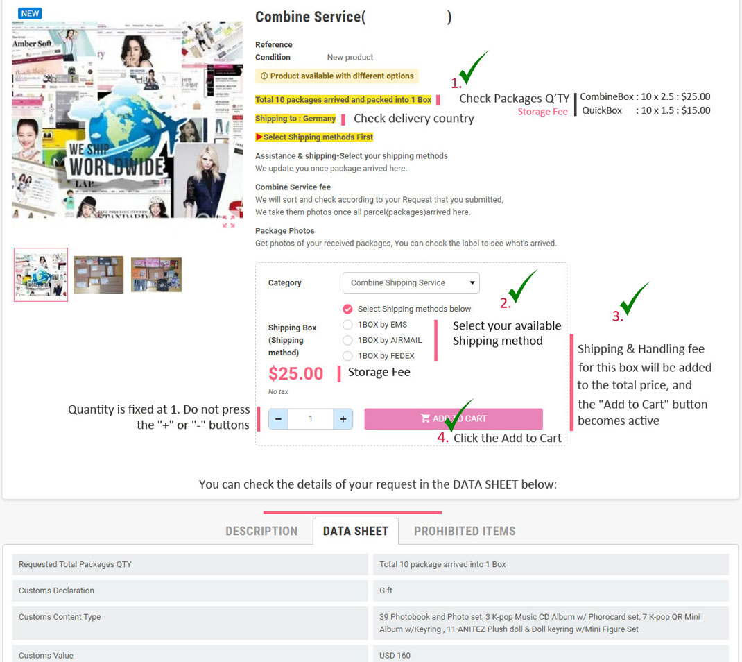 Combine shipping fee & payment